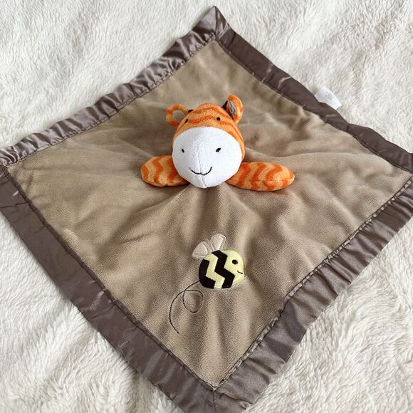 Circo Giraffe Lovey Security Blanket Bumble Bee Brown Orange Chevron Plush Satin - Picture 4 of 7